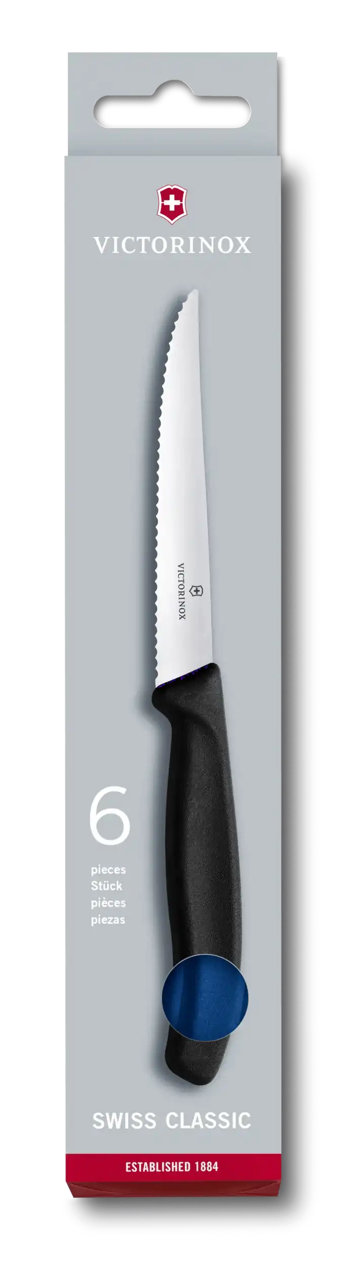 Swiss Classic Steak and Pizza Knife Set, 6 Pieces, 4 in