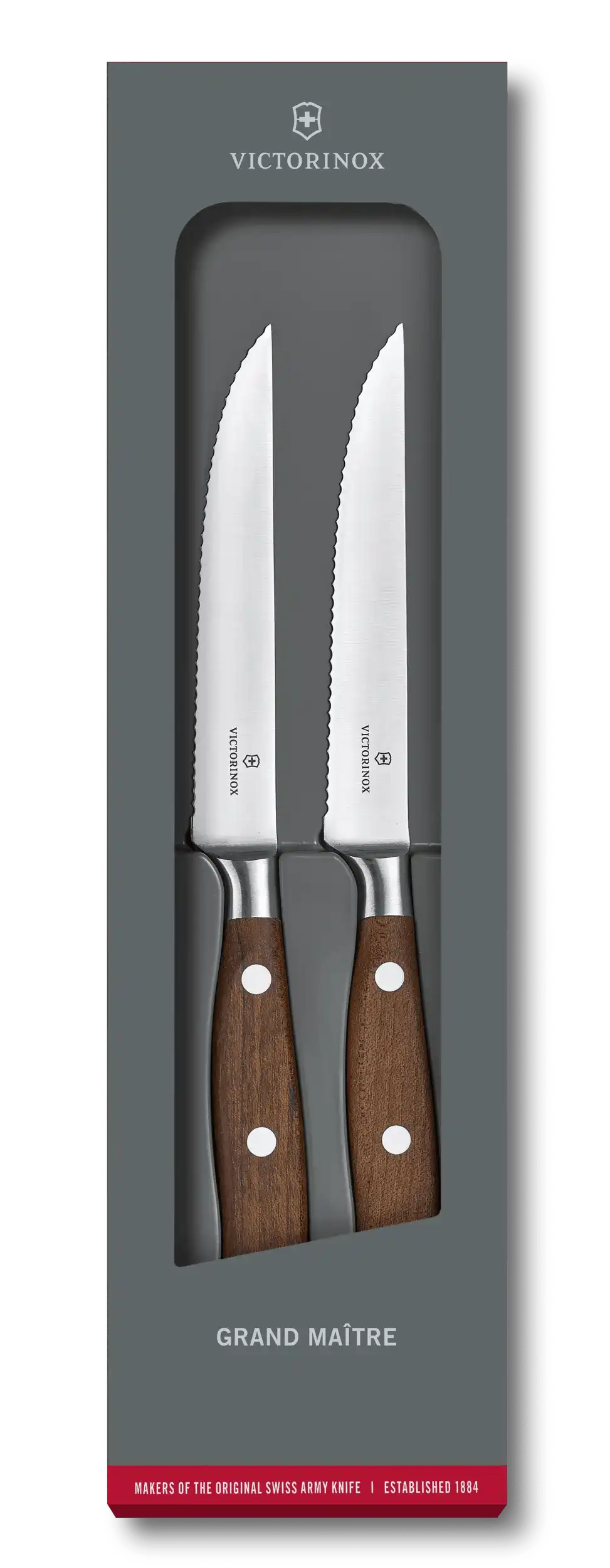 Grand Maître Wood Steak Knife Set, wavy edge, 5 in