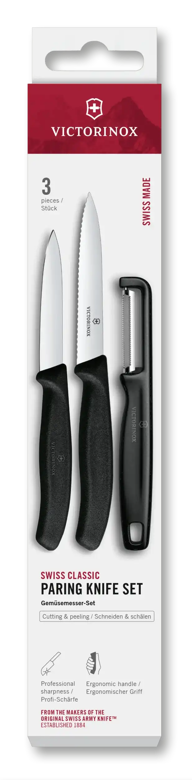 Swiss Classic Paring Knife Set with I-Peeler, 3 Pieces, 4 in